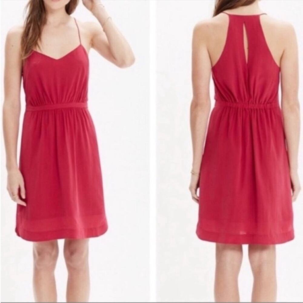 MADEWELL Silk Mini Dress Womens 4 Pink Boho Summer Casual Everyday Feminine Chic - Picture 2 of 8